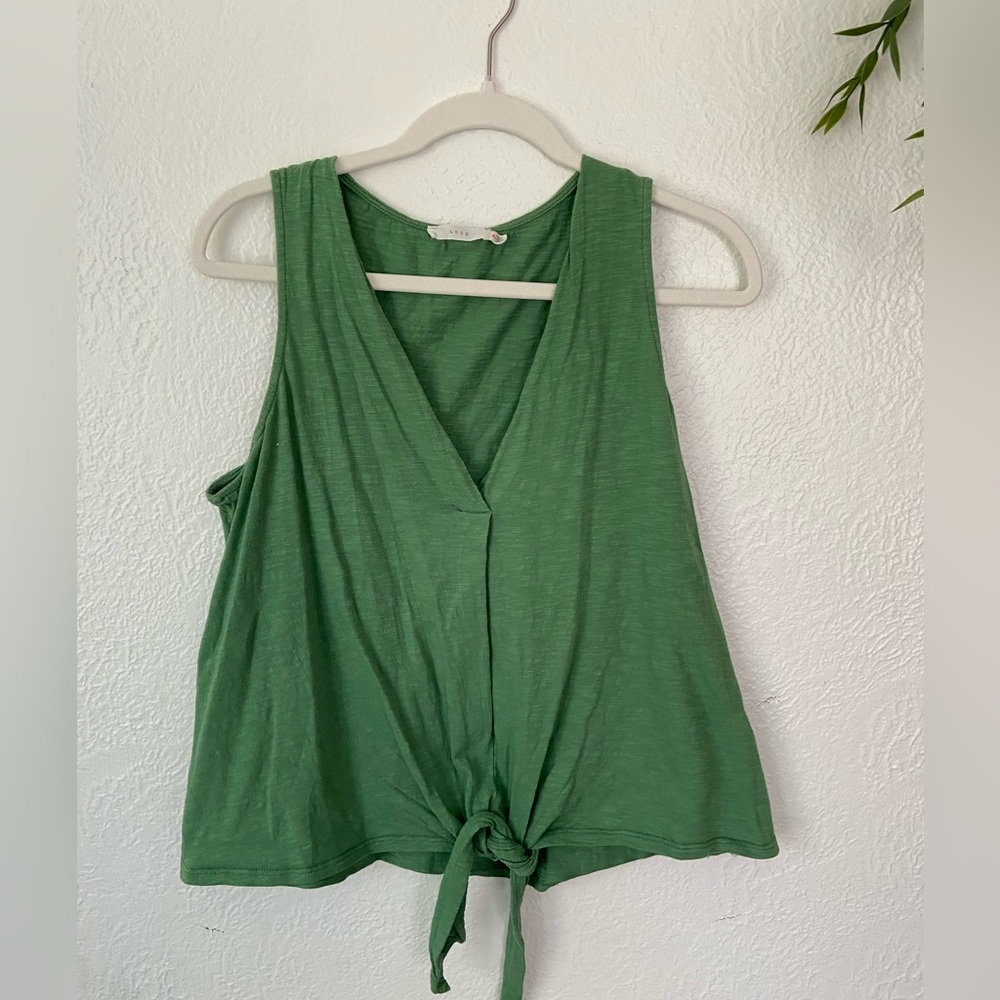 Lush Green Sleeveless Tie-Waist Top